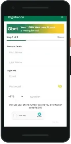 QBet app on a smartphone