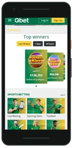 QBet slots on mobile