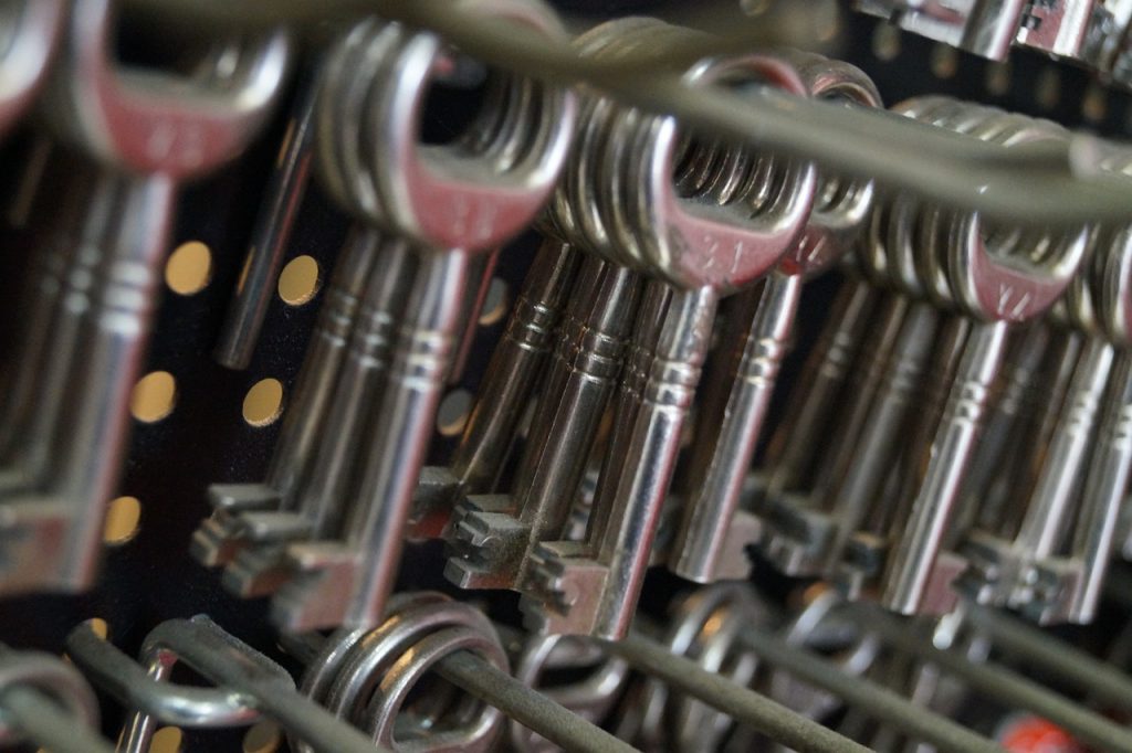 Close up image of duplicate mortice keys at a key cutting shop