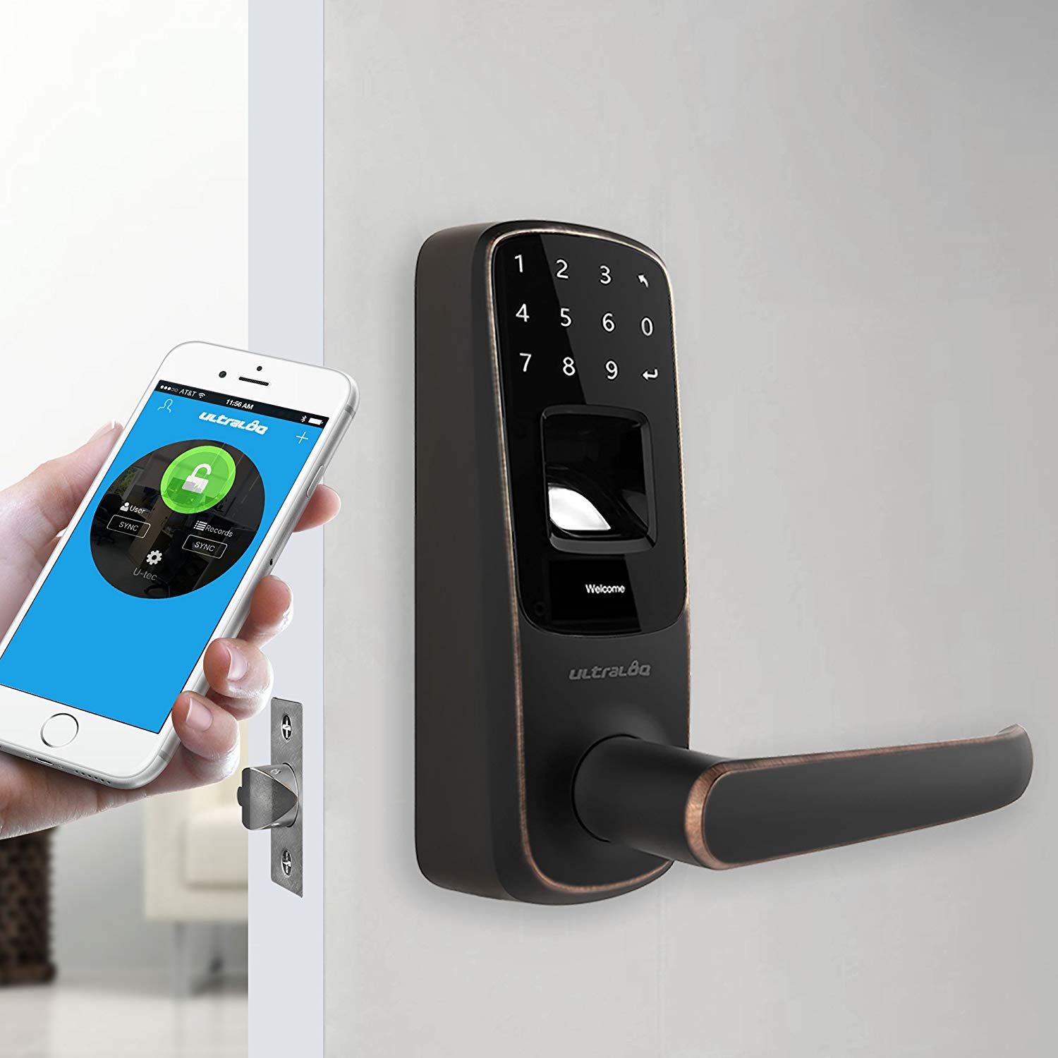 Close up image of smart lock installation service